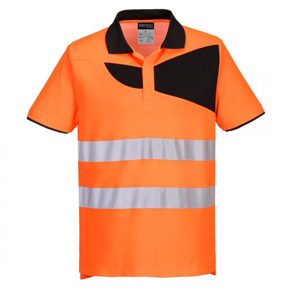 PW2 Warnschutz-Poloshirt, PW212, Orange/Schwarz