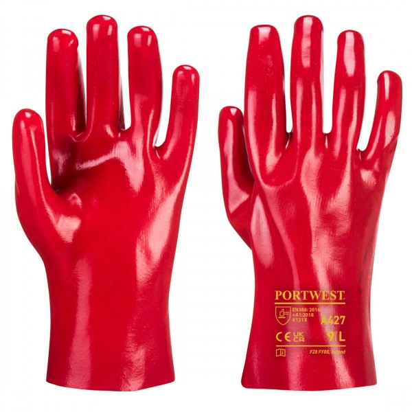 PVC-Handschuh 27cm Stulpe, A427, Rot