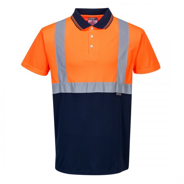 Zweifarbiges Polo Shirt, S479, Orange/Navy