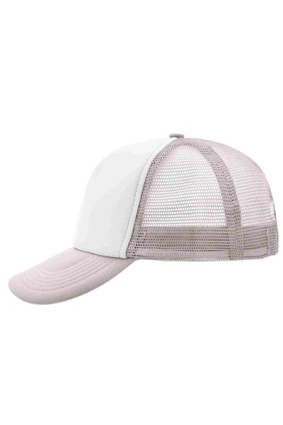 5 Panel Polyester Mesh Cap, white/light-grey, MB070, one size