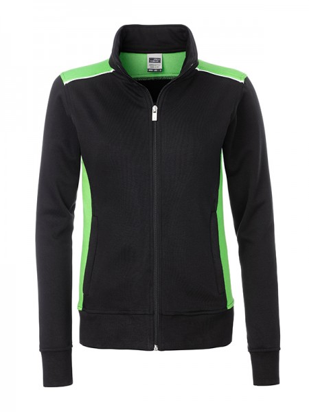 Ladies&#039; Workwear Sweat Jacket - COLOR - JN869, black/lime-green