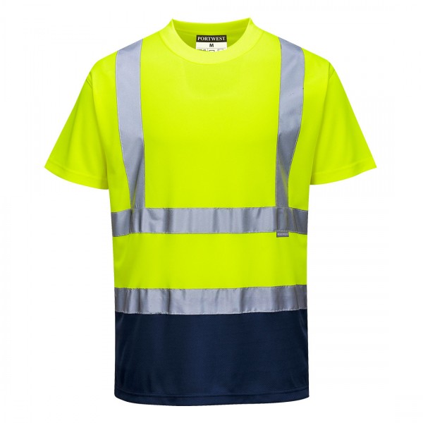 Zweifarbiges Warnschutz T-Shirt, S378, Gelb/Navy
