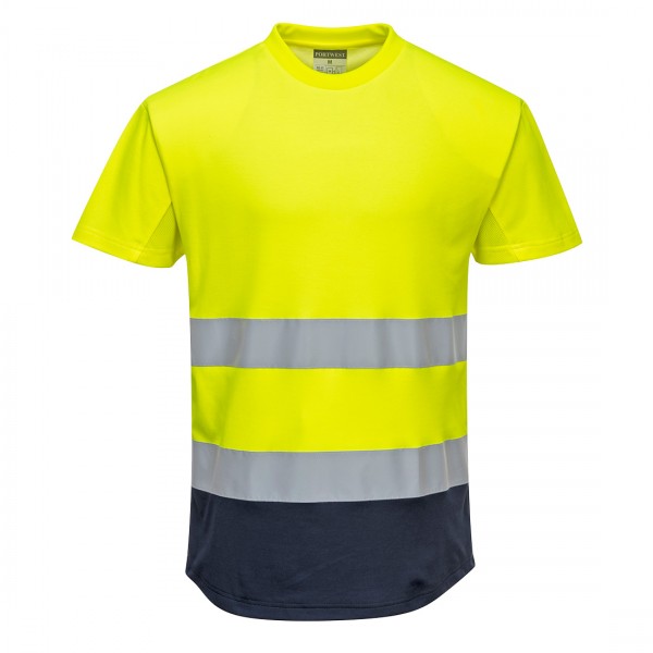 Zweifarbiges Mesh T-Shirt, C395, Gelb/Navy