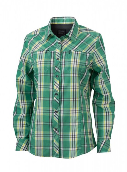 Ladies' UV-Protect Trekking Shirt Long-Sleeved, Hemden/Blusen, green/acid-yellow