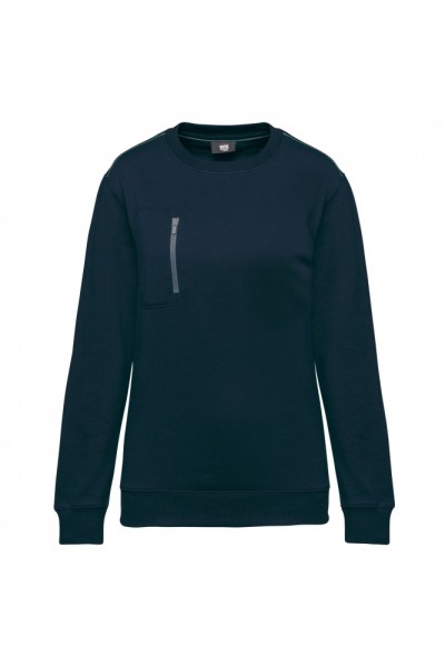 DayToDay Unisex-Sweatshirt mit kontrastfarbener zip Tasche WK403, Navy / Silver