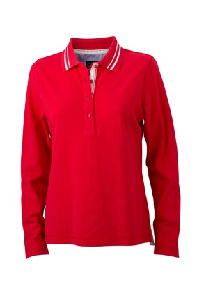 Ladies&#039; Polo Long-Sleeved, Polos, red/off-white