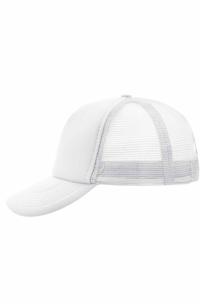 5 Panel Polyester Mesh Cap, white, MB070, one size
