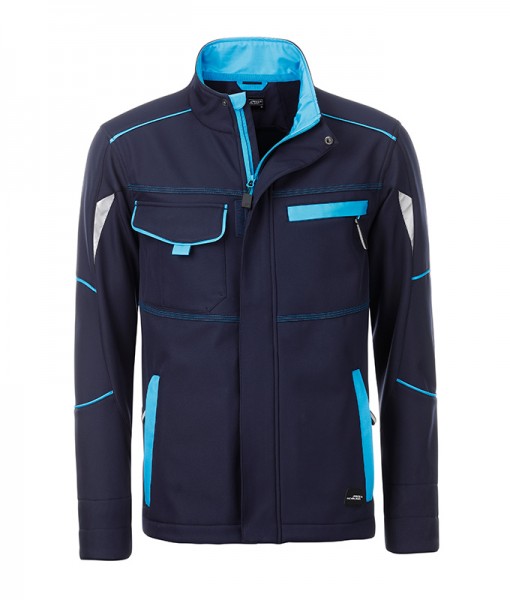 Workwear Softshell Jacket - COLOR - JN851, navy/turquoise