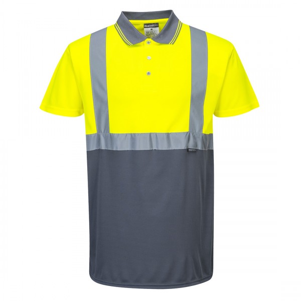 Zweifarbiges Polo Shirt, S479, Gelb/Grau