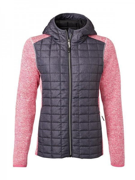 Ladies&#039; Knitted Hybrid Jacket JN771, pink-melange/anthracite-melange