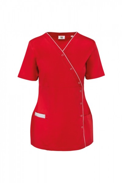 Damenkittel aus Baumwollpolyester mit Druckknöpfen WK506C, Deep Red