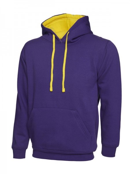 Contrast Hooded Sweatshirt UC507 Purple/Yellow
