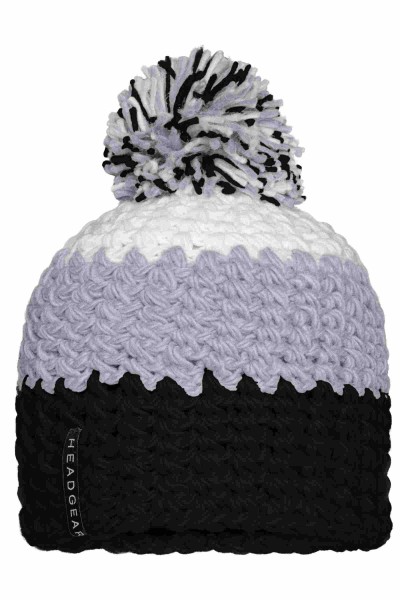 Crocheted Cap with Pompon, black/silver/white, MB7940, one size