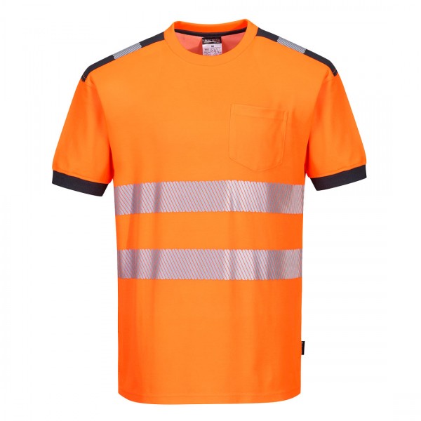 PW3 Hi-vis T-Shirt, kurzarm, T181, Orange/Grau