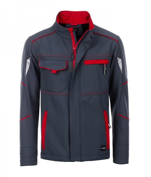 Workwear Softshell Jacket - COLOR - JN851, carbon/red