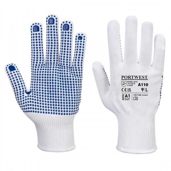 PVC Noppen-Handschuh, A110, Weiß/Blau