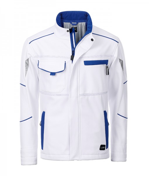 Workwear Softshell Padded Jacket - COLOR - JN853, white/royal
