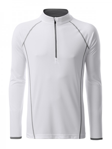 Men&#039;s Sports Shirt Longsleeve JN498, white/silver