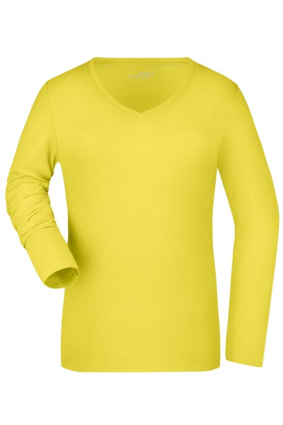 Ladies&#039; Stretch V-Shirt Long-Sleeved JN929, yellow