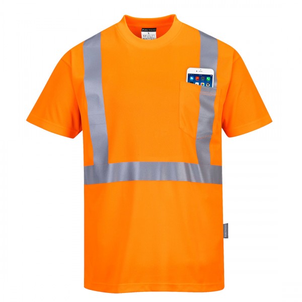 Warnschutz-T-Shirt mit BRUSTTASCHE, S190, Orange