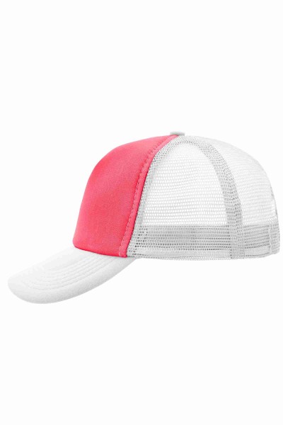 5 Panel Polyester Mesh Cap, neon-pink/white, MB070, one size