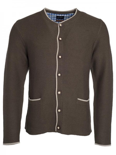 Men&#039;s Traditional Knitted Jacket JN640, brown-melange/beige/royal