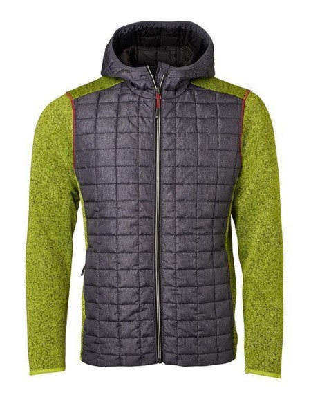 Men&#039;s Knitted Hybrid Jacket JN772, kiwi-melange/anthracite-melange