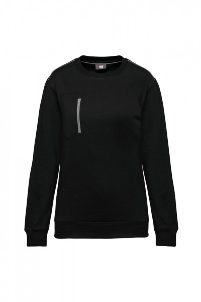DayToDay Unisex-Sweatshirt mit kontrastfarbener zip Tasche WK403, Black / Silver