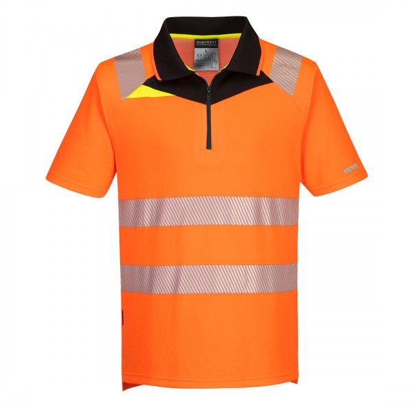 DX4 Warnschutz Polo Shirt S/S, DX412, Orange/Schwarz
