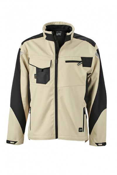 Workwear Softshell Jacket - STRONG - JN844, stone/black