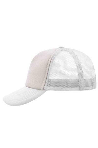 5 Panel Polyester Mesh Cap, light-grey/white, MB070, one size