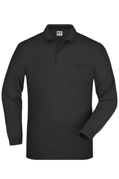 Polo Piqué Long-Sleeved JN029, black
