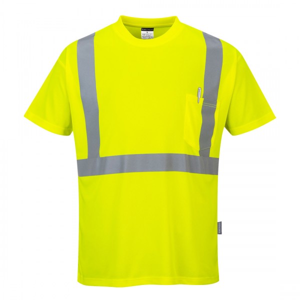 Warnschutz-T-Shirt mit BRUSTTASCHE, S190, Gelb