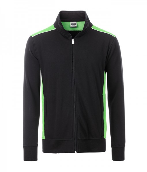 Men&#039;s Workwear Sweat Jacket - COLOR - JN870, black/lime-green