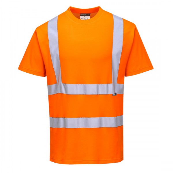 Baumwoll-Comfort-Warnschutz-Kurzarmshirt, S170, Orange