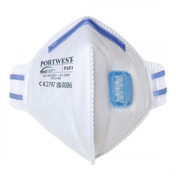 FFP2 Faltbare Feinstaubmaske mit Ventil, P251, Weiß