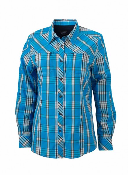 Ladies' UV-Protect Trekking Shirt Long-Sleeved, Hemden/Blusen, azur/navy