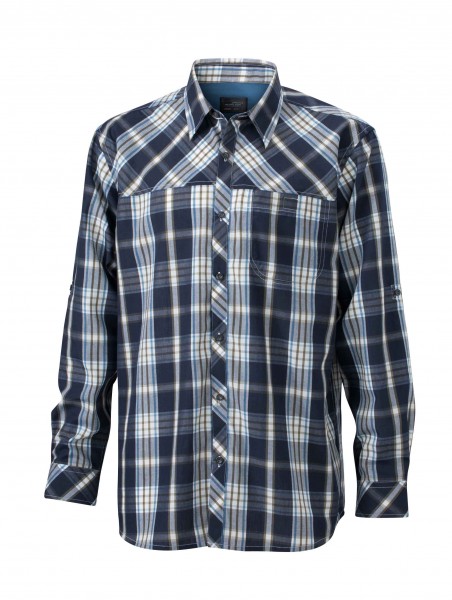 Men's UV-Protect Trekking Shirt Long-Sleeved, Hemden/Blusen, navy/blue
