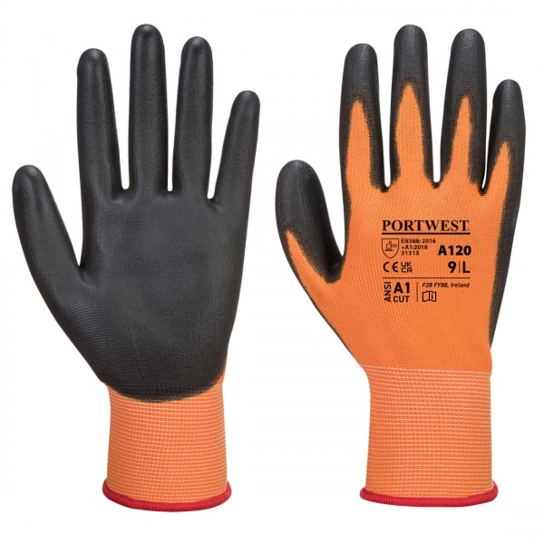 PU-Beschichteter-Handschuh, A120, Orange/Schwarz