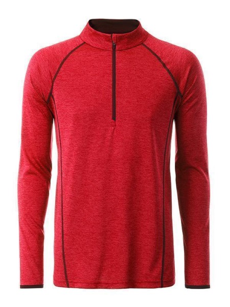 Men&#039;s Sports Shirt Longsleeve JN498, red-melange/titan