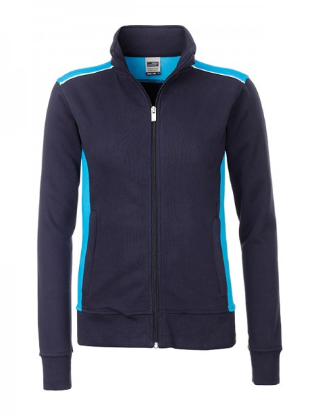 Ladies&#039; Workwear Sweat Jacket - COLOR - JN869, navy/turquoise