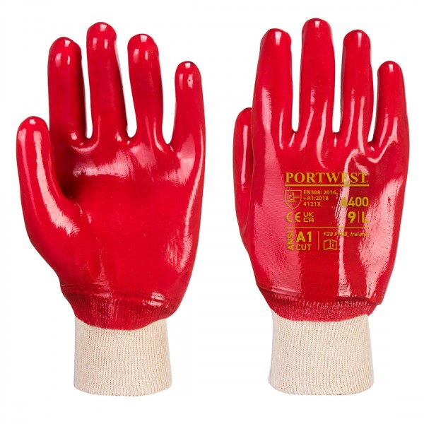 PVC-Handschuh Mit Strickbund, A400, Rot