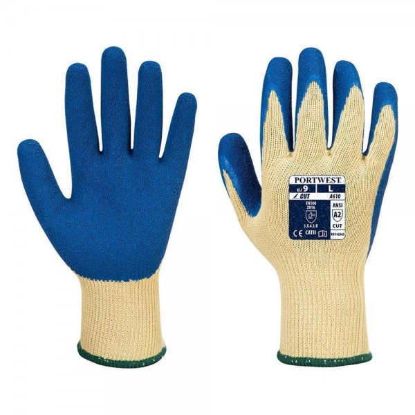 Cut 3 Latex Grip Handschuh, A610, Gelb/Blau