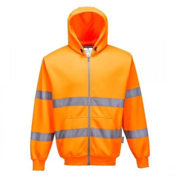 Warnschutz- Kapuzensweatjacke mit Reißverschluss, B305, Orange