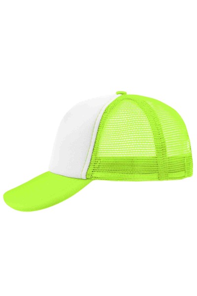 5 Panel Polyester Mesh Cap, white/neon-yellow, MB070, one size