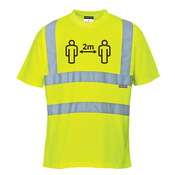 Social Distancing Warnschutz-T-Shirt, CV78, Gelb