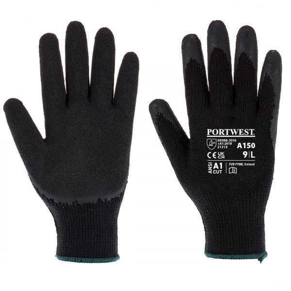 Klassischer Grip Handschuh Latex, A150, Schwarz