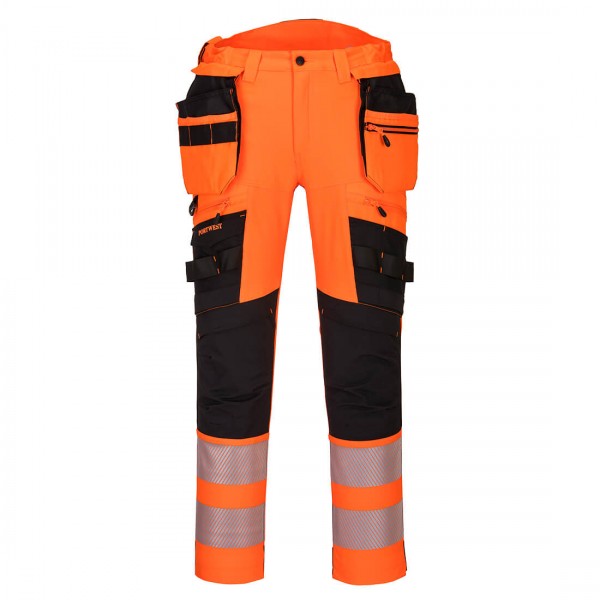 DX4 Warnschutzhose mit abnehmbaren Holstertaschen, DX442, Orange/Schwarz