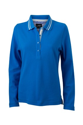Ladies&#039; Polo Long-Sleeved, Polos, cobalt/off-white