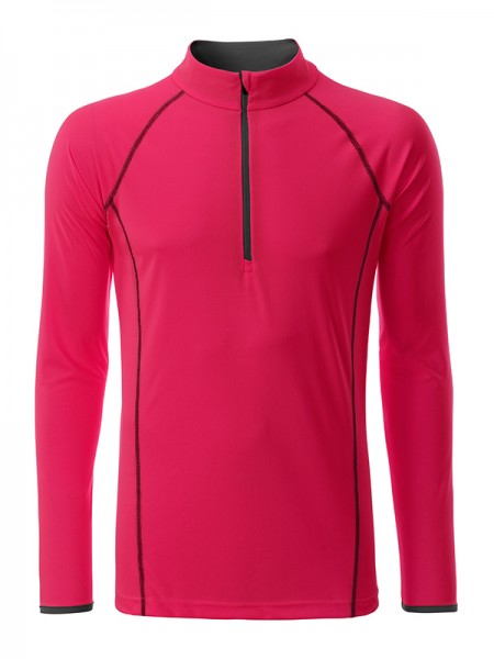 Men's Sports Shirt Longsleeve JN498, bright-pink/titan